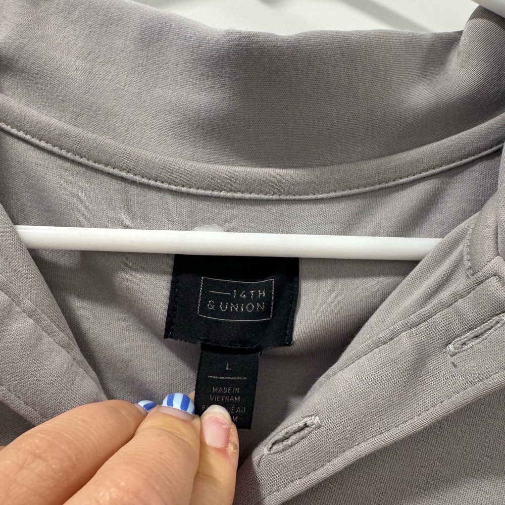 14th & Union Grey 100% Cotton Polo Large - Picture 2 of 4